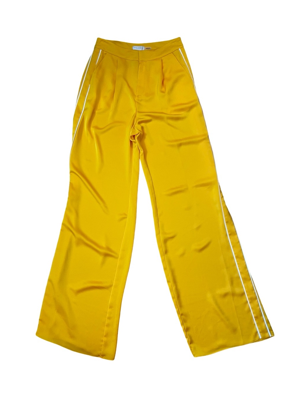RAMY BROOK LARA SATIN TRACK PANTS YUZU GOLDEN YELLOW NEW WITH TAGS